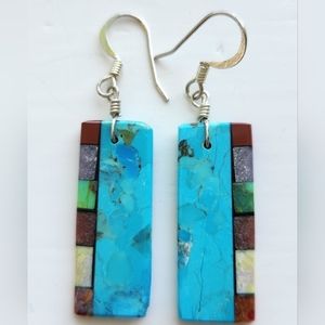 Mary Louise Tafoya Kewa Mosaic Side Inlay Earrings
